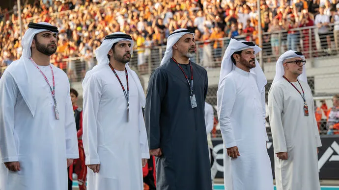 Khaled bin Mohamed bin Zayed and Hamdan bin Mohammed bin Rashid witness Formula 1 season finale