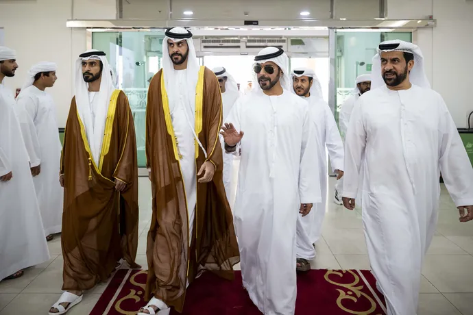 خليفة بن طحنون بن محمد  يحضر حفل استقبال بمناسبة أفراح الشامسي