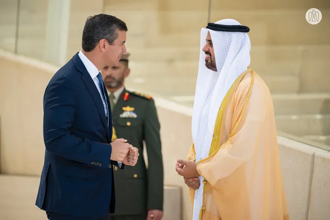 Theyab bin Mohamed bin Zayed receives President of the Republic of Paraguay at Wahat Al Karama