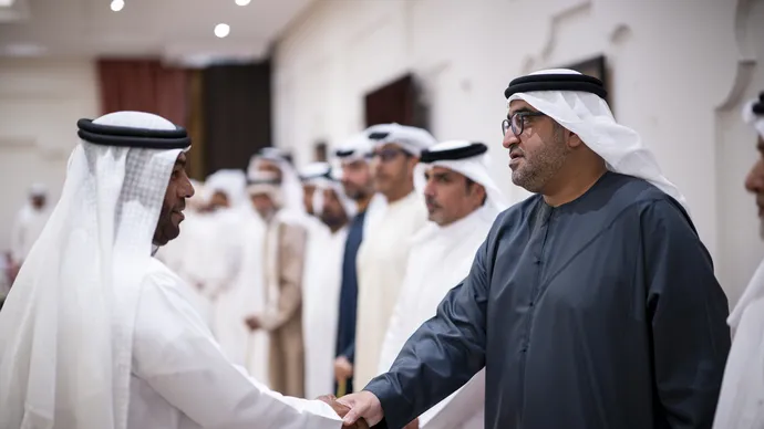 محمد بن حمدان بن زايد يُقدِّم واجب العزاء في وفاة فاطمة مطر الشامسي