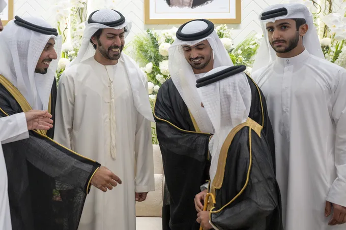 Khalifa bin Tahnoon bin Mohammed attends reception for Al Mazrouei weddings