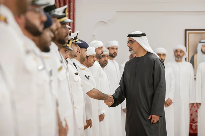 Khaled bin Mohamed bin Zayed and Hazza bin Zayed offer condolences to family of national duty martyr Abdalla Shamis Almenhali
