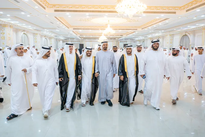 نهيان بن زايد وذياب بن محمد بن زايد يحضران حفل استقبال بمناسبة أفراح الراشدي