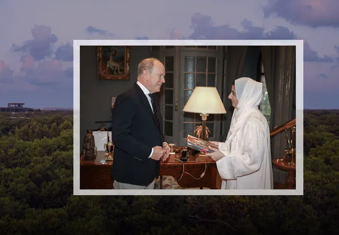 Shamma bint Sultan bin Khalifa meets Prince Albert II of Monaco to explore strategic partnership for global environmental conservation and climate action