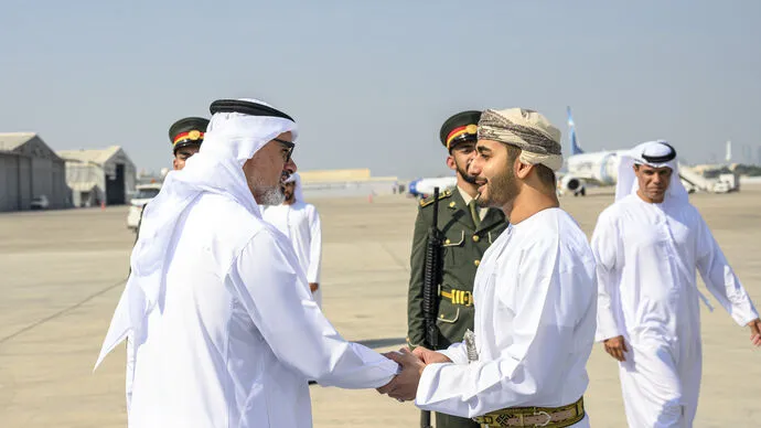Khaled bin Mohamed bin Zayed receives Theyazin bin Haitham Al Said