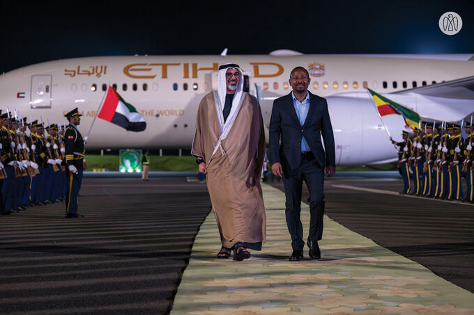 On behalf of UAE President, Crown Prince of Abu Dhabi arrives in Addis Ababa to attend World Without Hunger Conference