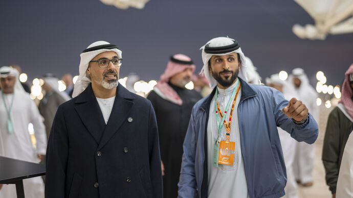 Khaled bin Mohamed bin Zayed attends final day of Formula 1 Gulf Air Bahrain Grand Prix 2024 at Bahrain International Circuit