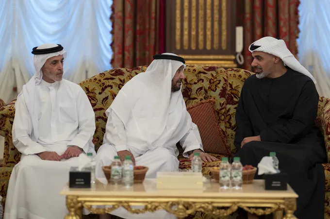 Khaled bin Mohamed bin Zayed offers condolences on the passing of Mohammed bin Butti Al Hamed’s wife