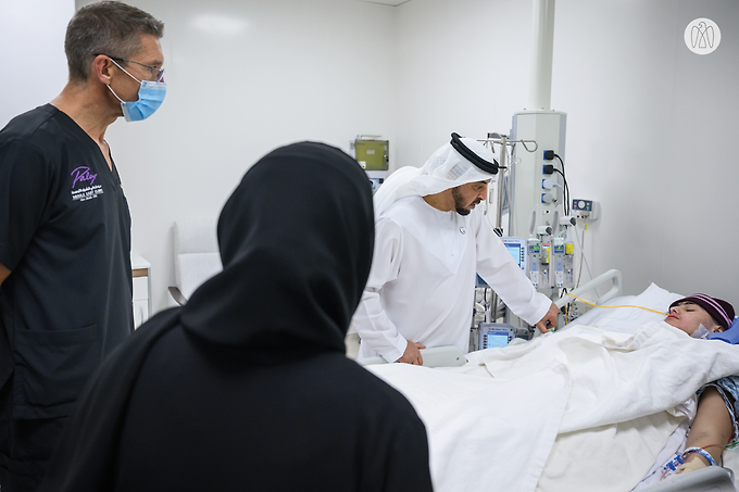 Hamdan bin Zayed visits victims of Syrian earthquake receiving treatment in UAE hospitals under Mother of the Nation initiative