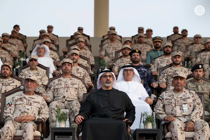 Khaled bin Mohamed bin Zayed attends specialised demonstrations by 22nd cohort of UAE National Service Programme at Sweihan Training Centre