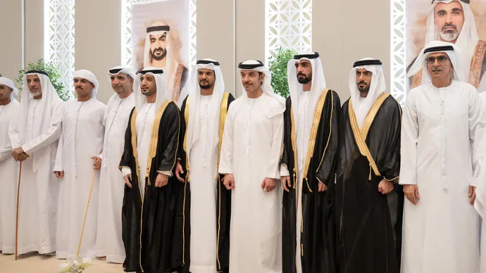 Hazza bin Zayed attends Al Shamsi, Al Darai, Al Neyadi weddings in Al Ain Region