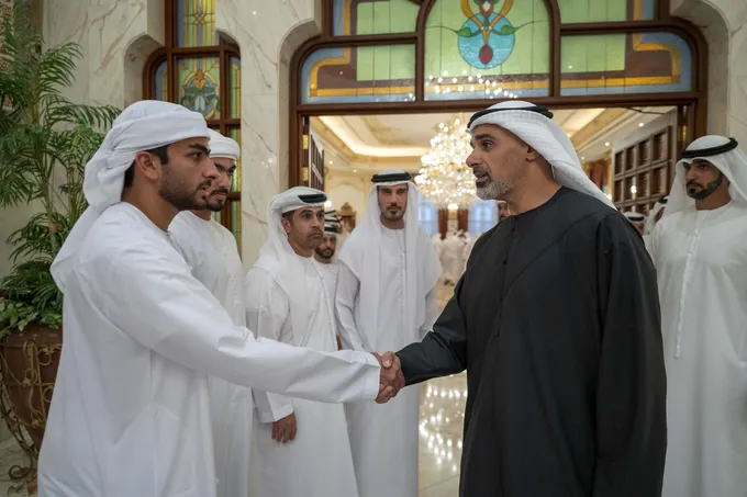 Khaled bin Mohamed bin Zayed offers condolences on the passing of Mohammed bin Butti Al Hamed’s wife