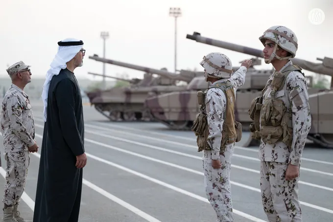 Khaled bin Mohamed bin Zayed attends specialised demonstrations by 22nd cohort of UAE National Service Programme at Sweihan Training Centre