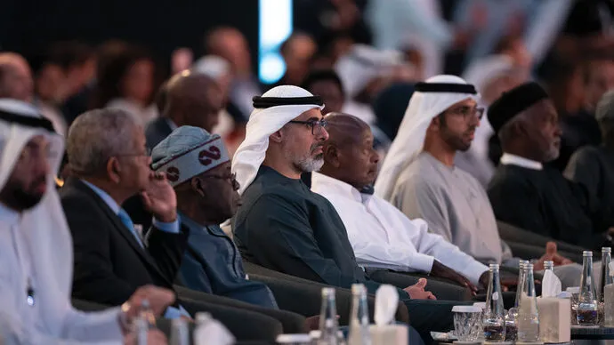 Khaled bin Mohamed bin Zayed attends dialogue sessions of heads of state and government as part of second day of ADSW Summit 2025