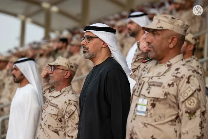 Khaled bin Mohamed bin Zayed attends specialised demonstrations by 22nd cohort of UAE National Service Programme at Sweihan Training Centre