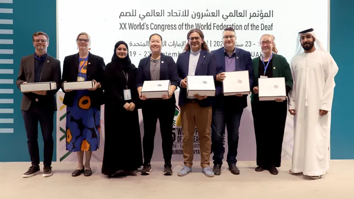 Organised by Zayed Higher Organization for People of Determination in partnership with UAE Deaf Association, World Congress of the World Federation of the Deaf reveals 2027 logo