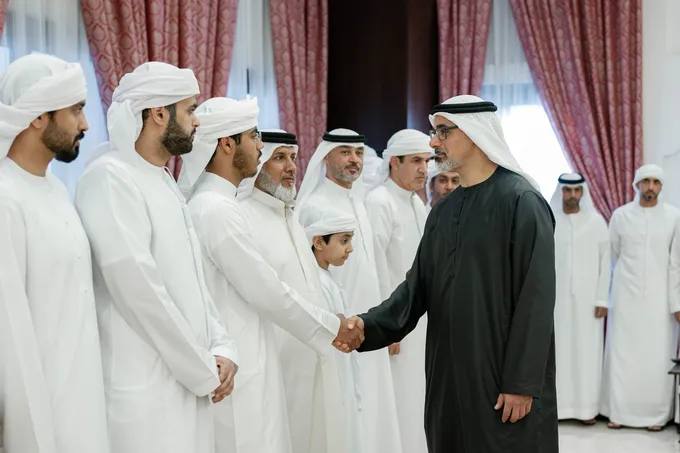 Khaled bin Mohamed bin Zayed and Hazza bin Zayed offer condolences to family of national duty martyr Abdalla Shamis Almenhali