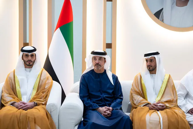 Hazza bin Zayed attends Saeed Khalaf Al Qubaisi and Ahmed Abdulla Al Darmaki weddings