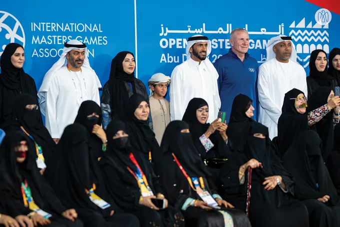 Nahyan bin Zayed and Theyab bin Mohamed bin Zayed attend Open Masters Games Abu Dhabi 2026