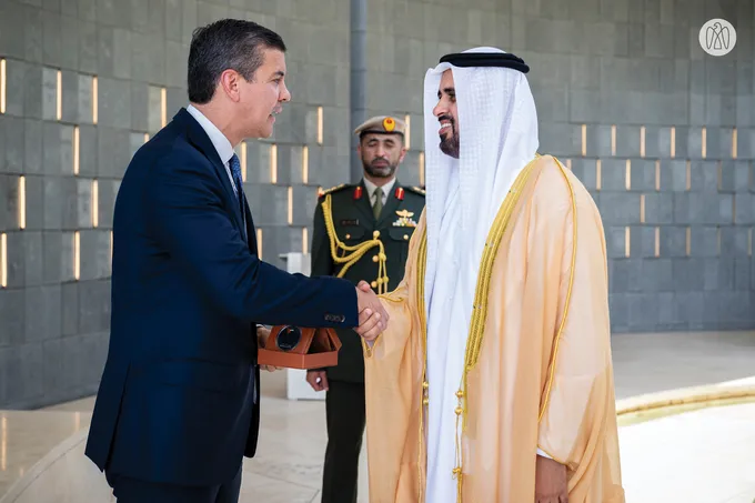 Theyab bin Mohamed bin Zayed receives President of the Republic of Paraguay at Wahat Al Karama