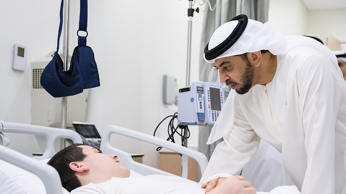 Hamdan bin Zayed visits victims of Syrian earthquake receiving treatment in UAE hospitals under Mother of the Nation initiative
