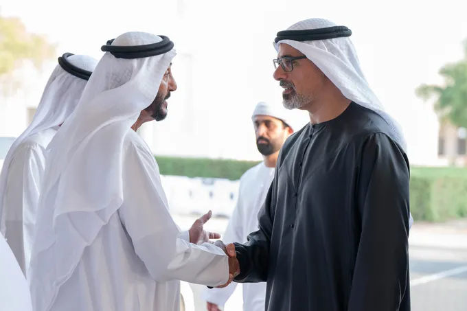 Khaled bin Mohamed bin Zayed and Hazza bin Zayed offer condolences to family of national duty martyr Abdalla Shamis Almenhali