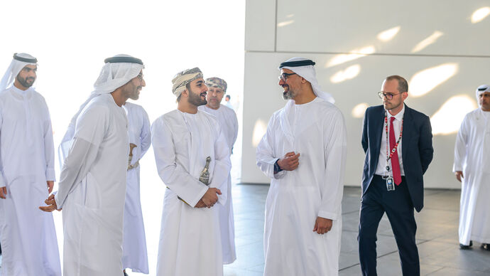 Accompanied by Khaled bin Mohamed bin Zayed, Theyazin bin Haitham Al Said visits Louvre Abu Dhabi