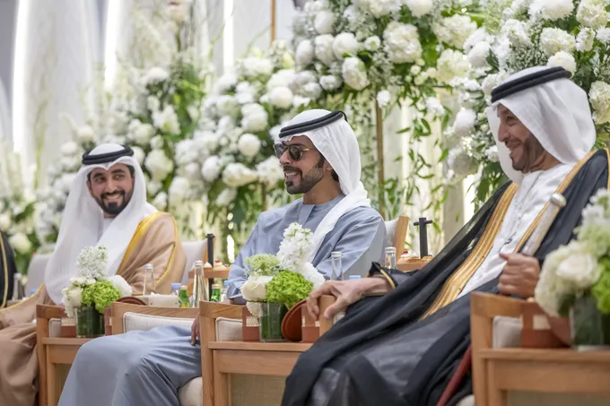 Khalifa bin Tahnoon bin Mohammed attends reception for Al Mansouri weddings