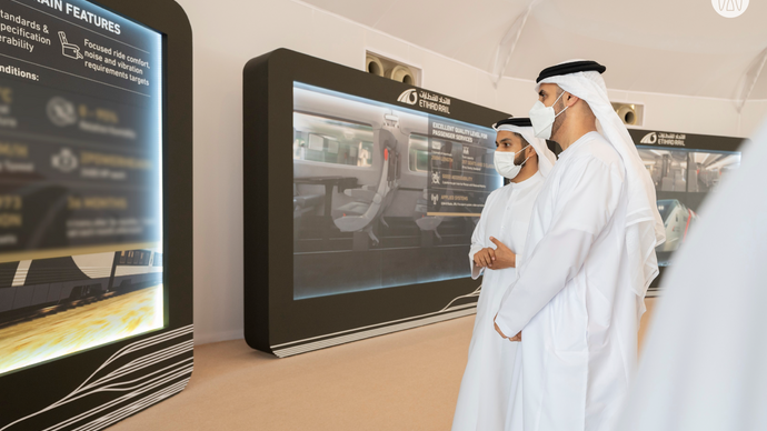 Theyab bin Mohamed bin Zayed oversees progress of Etihad Rail project and witnesses signing of agreement for manufacturing and supplying passenger trains