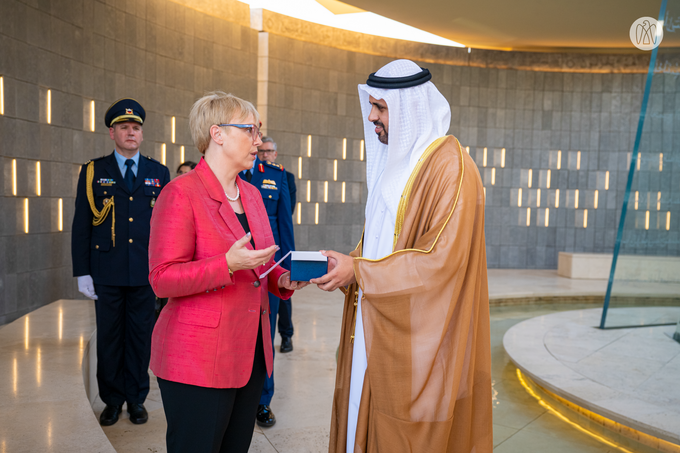 Theyab bin Mohamed bin Zayed receives President of Slovenia at Wahat Al Karama