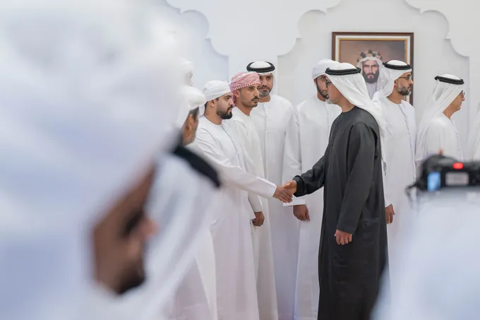 Khaled bin Mohamed bin Zayed and Hazza bin Zayed offer condolences to family of national duty martyr Abdalla Shamis Almenhali