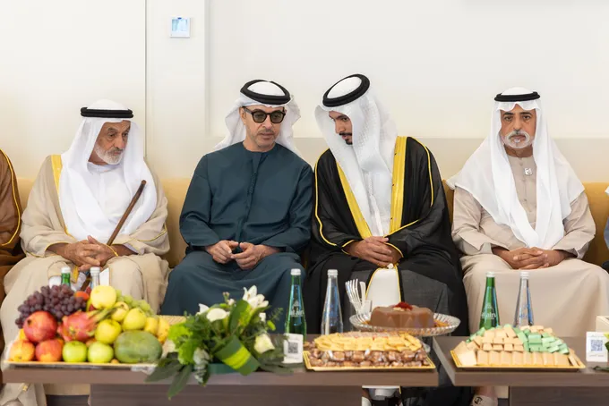 Hazza bin Zayed attends Ali Humaid Al Rumaithi wedding reception