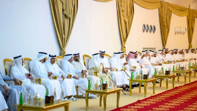 Khaled bin Mohamed bin Zayed offers condolences to Saqr Ghobash on the passing of his mother