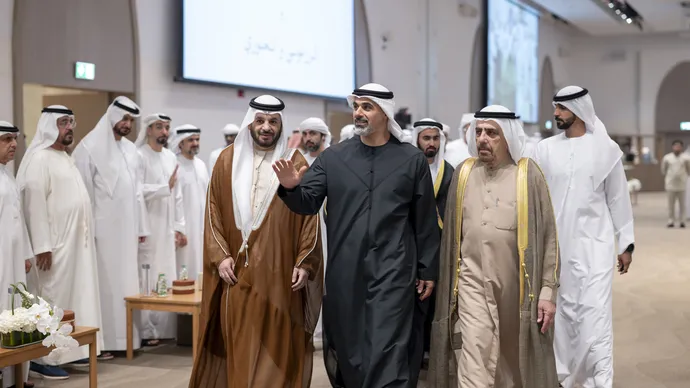 خالد بن محمد بن زايد يحضر حفل استقبال بمناسبة زفاف عبدالعزيز وعبدالله نجلي فيصل عبدالعزيز البناي