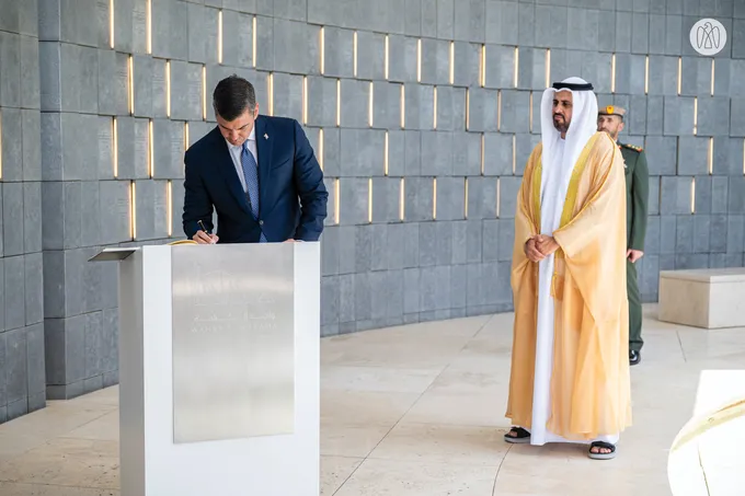 Theyab bin Mohamed bin Zayed receives President of the Republic of Paraguay at Wahat Al Karama