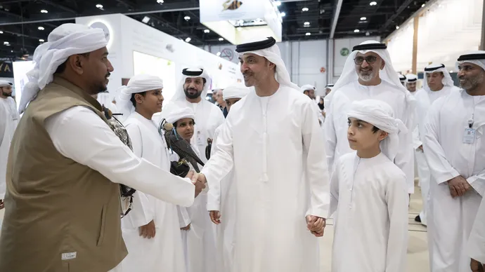 Hazza bin Zayed visits 22nd Abu Dhabi International Hunting and Equestrian Exhibition (ADIHEX)