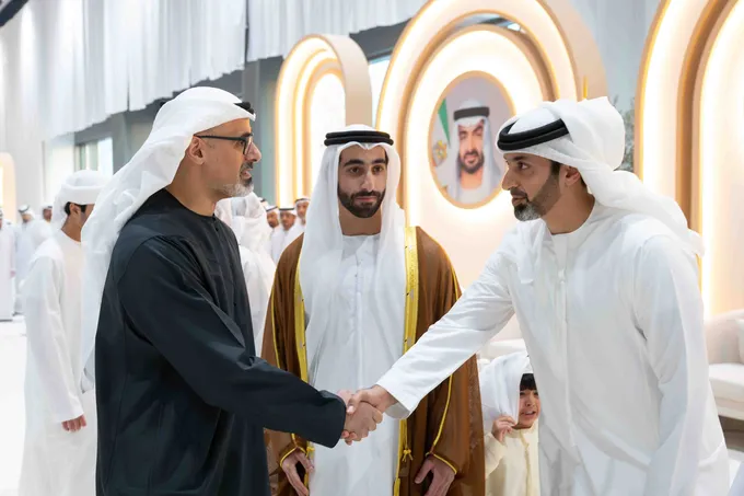 Khaled bin Mohamed bin Zayed attends Omeir Saeed Al Mheiri wedding reception
