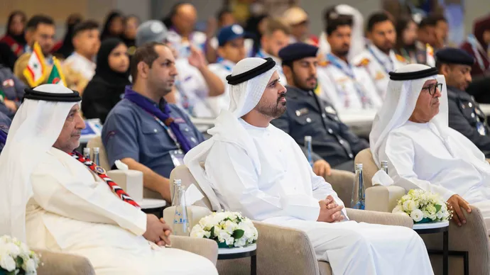 ذياب بن محمد بن زايد يشهد افتتاح منتدى الشباب الكشفي العربي السادس في أبوظبي