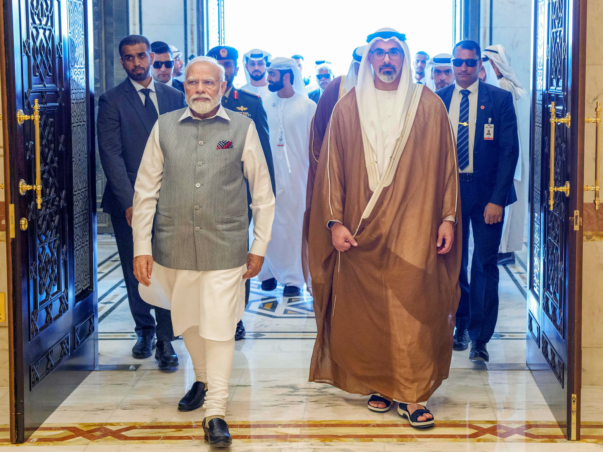 Crown Prince of Abu Dhabi bids farewell to Prime Minister of India as ...