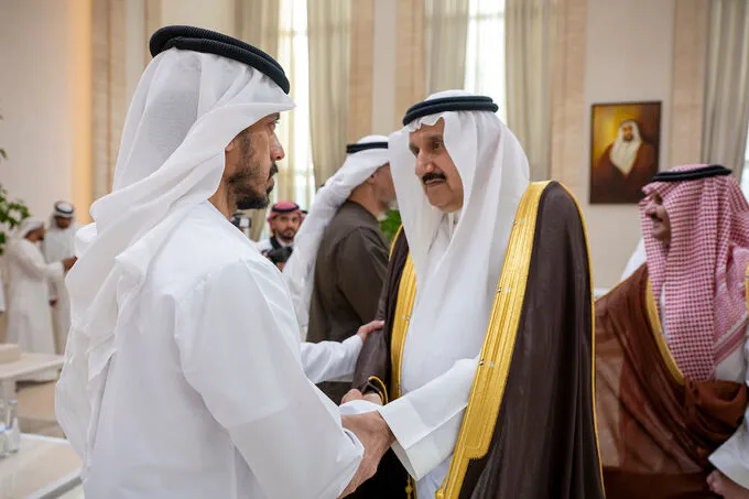 UAE President accepts condolences for third day over passing of Tahnoun bin Mohammed from international delegations, crowds of mourners