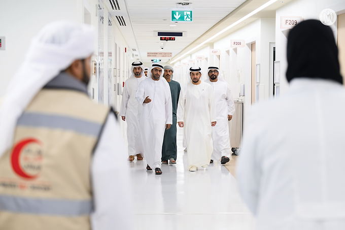 Hamdan bin Zayed visits victims of Syrian earthquake receiving treatment in UAE hospitals under Mother of the Nation initiative