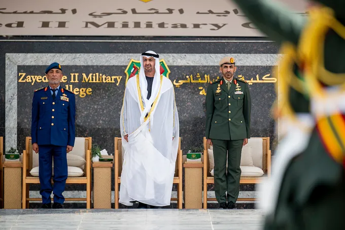 UAE President attends graduation ceremony of 50th cohort and first university-level cohort of cadet officers at Zayed II Military College in Al Ain Region