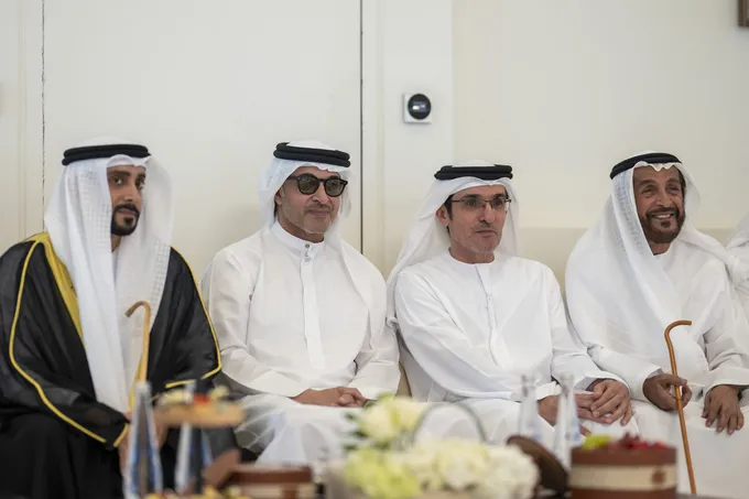 Hazza bin Zayed attends reception for Al Shamsi wedding