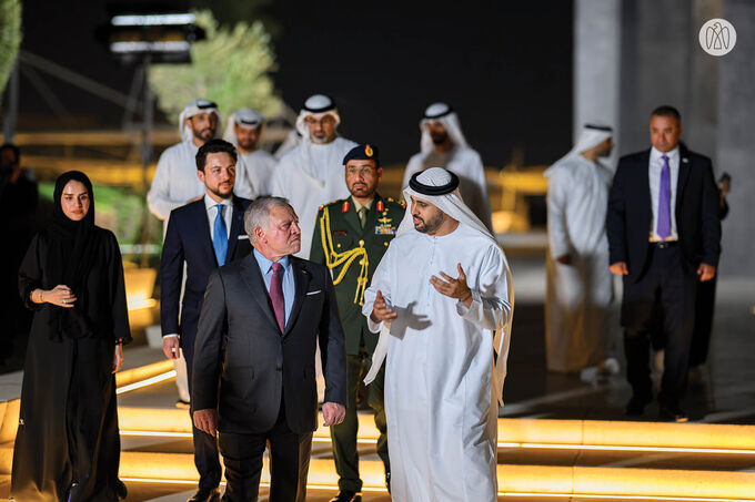 Theyab bin Mohamed bin Zayed receives King of Jordan at Wahat Al Karama