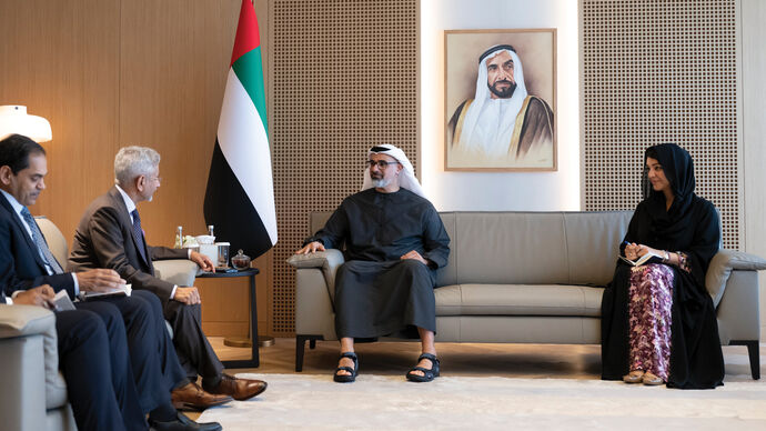 Khaled bin Mohamed bin Zayed  receives India’s Minister of External Affairs