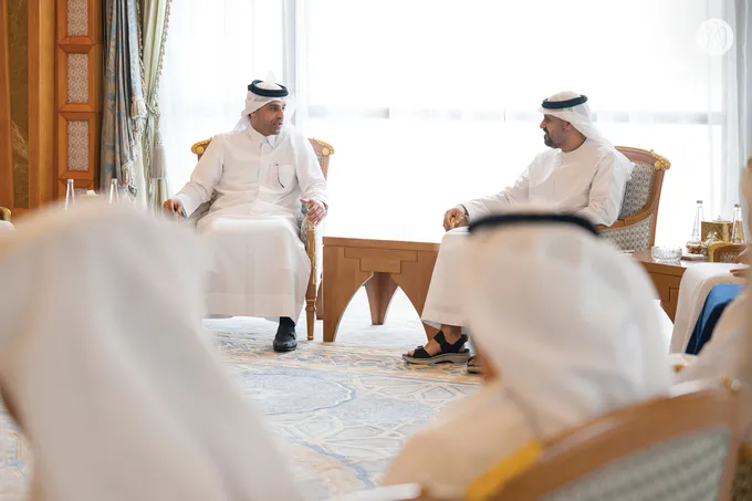 Theyab bin Mohamed bin Zayed Receives Minister of Transport of Qatar
