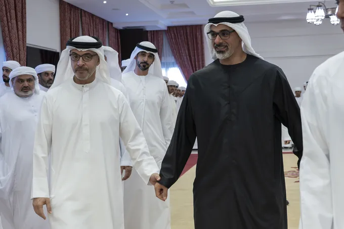 Khaled bin Mohamed bin Zayed and Hazza bin Zayed offer condolences to family of national duty martyr Abdalla Shamis Almenhali