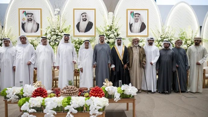 ذياب بن محمد بن زايد يحضر حفل استقبال بمناسبة زفاف ناصر النخيرة الشامسي