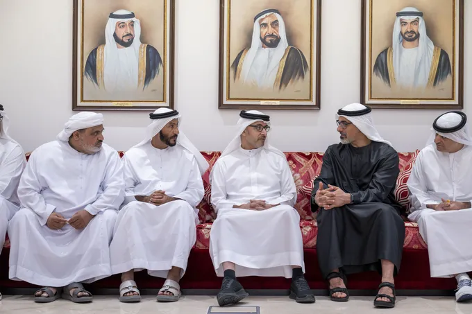 Khaled bin Mohamed bin Zayed and Hazza bin Zayed offer condolences to family of national duty martyr Abdalla Shamis Almenhali