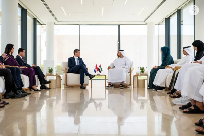 Theyab bin Mohamed bin Zayed receives President of the Republic of Paraguay at Wahat Al Karama